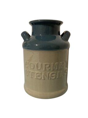 Milk Can Gourmet Utensil Blue Kitchen Redware Container Crock